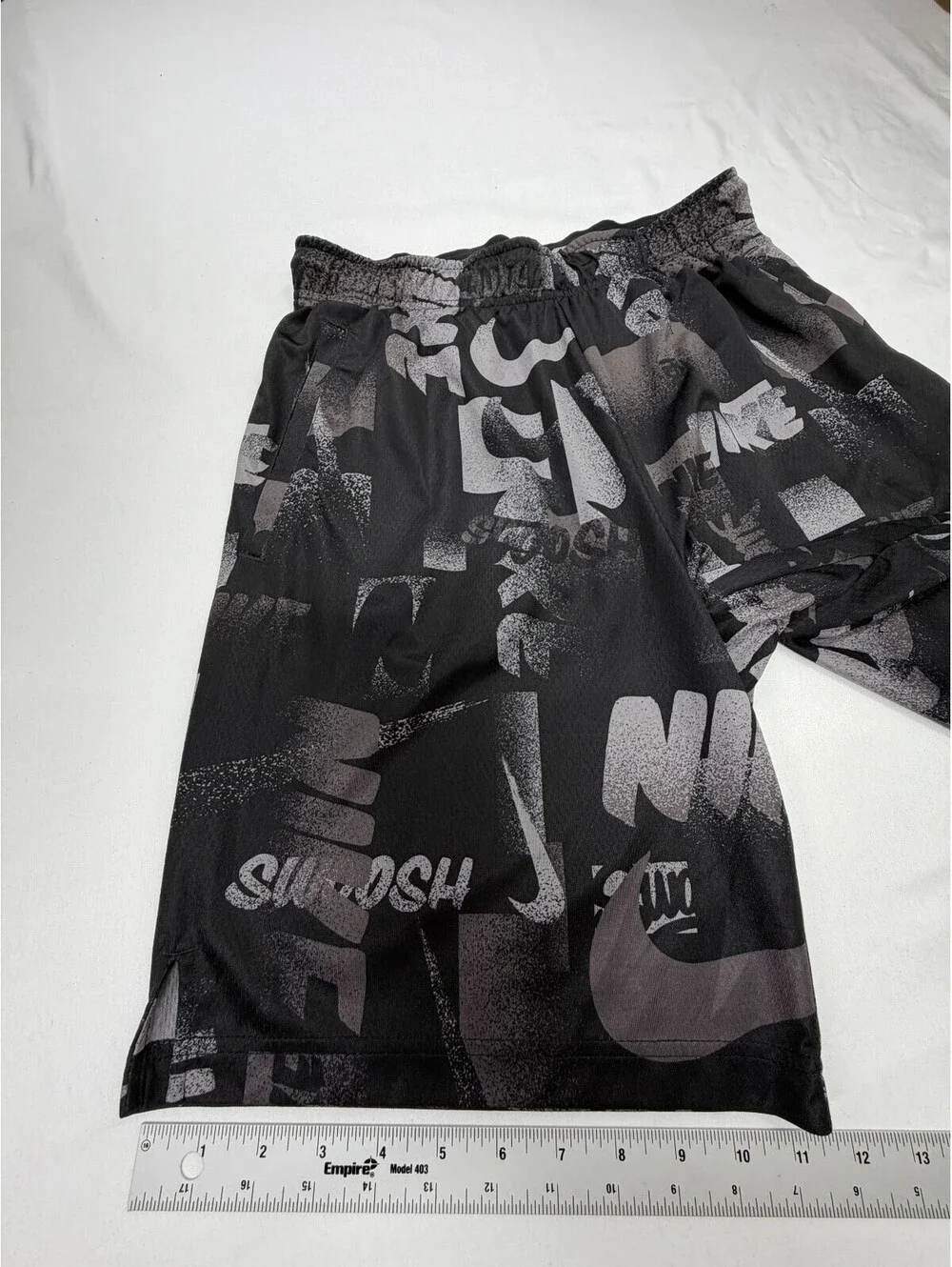 Nike Boy's Shorts Athletic Dri Fit Drawstring Graphic Print  Size M Black